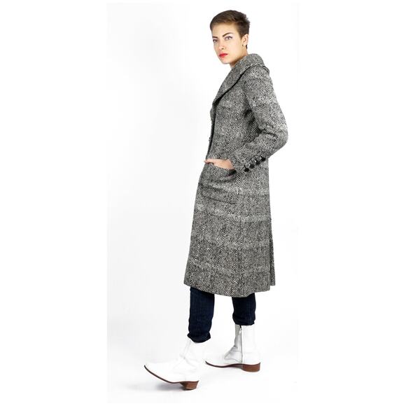 Vintage 1950s Black & White Tweed Knit Coat by Norell for I. Magnin | XS/Small - Picture 7 of 9